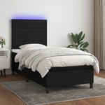 vidaXL Sommier à lattes de lit avec matelas et LED Noir 90x190cm Tissu