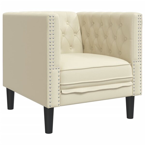 vidaXL Fauteuil Chesterfield crème similicuir
