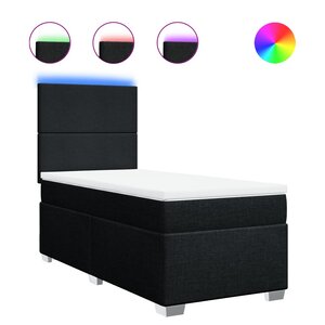 vidaXL Sommier à lattes de lit avec matelas Noir 100x200 cm Tissu