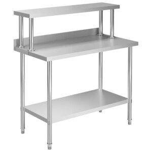 vidaXL Table de travail de cuisine avec étagère 120x60x120 cm Inox