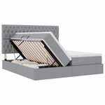 vidaXL Lit de rangement LED avec matelas Gris clair 200 x 200 cm Tissu