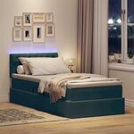vidaXL Lit de rangement LED avec matelas Vert foncé 90 x 200 cm