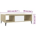 vidaXL Table basse blanc chêne sonoma 103 5x60x35 cm bois d'ingénierie