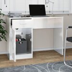vidaXL Bureau avec tiroir et armoire Blanc brillant 100x40x73 cm