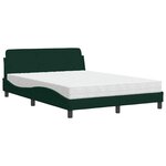 vidaXL Lit avec matelas Dover vert foncé 140x190 cm velours