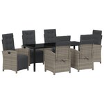 Ensemble repas jardin 7 pièces vidaXL avec coussins en rotin gris