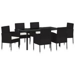vidaXL Ensemble de salle à manger de jardin de 7 pièces avec coussins en poly rattan noir