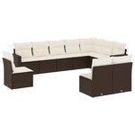 vidaXL Salon de jardin 10 Pièces avec coussins marron résine tressée