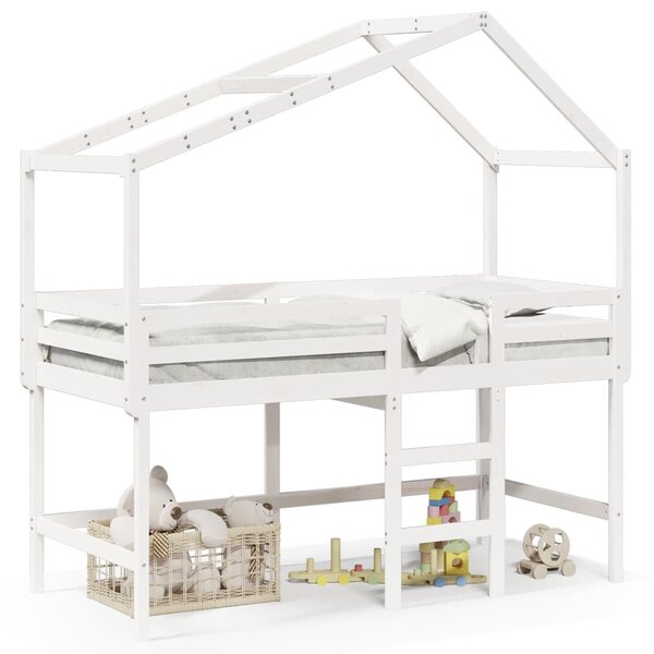 vidaXL Lit superposé avec échelle et toit sans matelas blanc 90x190 cm