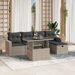 vidaXL Salon de jardin 6 Pièces avec coussins gris clair résine tressée