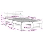 vidaXL Cadre de lit avec tête de lit Marron 135 x 190 cm Pin massif