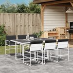 vidaXL Ensemble à manger de jardin avec coussins 7 Pièces blanc textilène