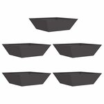 vidaXL Pot de jardin en forme de bol 5 Pièces Noir 50 x 50 x 15 cm Acier