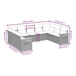 vidaXL Salon de jardin 9 Pièces avec coussins gris résine tressée