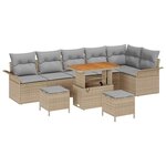 vidaXL Ensemble de canapé de jardin 9 Pièces Beige et Gris clair