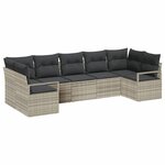 vidaXL Ensemble de canapé de jardin avec coussin 7 Pièces Gris clair
