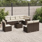 vidaXL Salon de jardin avec coussins 9 Pièces marron résine tressée