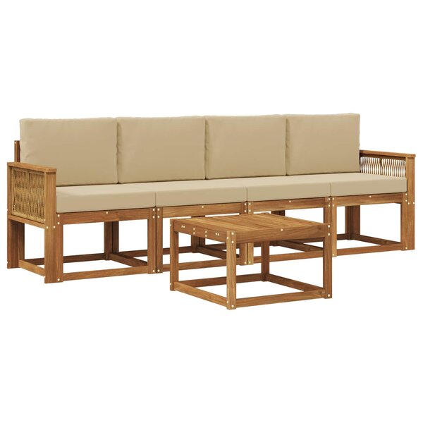 vidaXL Ensemble de canapés d'extérieur 5 Pièces Naturel et Beige