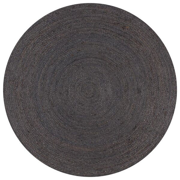 vidaXL Tapis fait à la main Jute Rond 90 cm Gris foncé