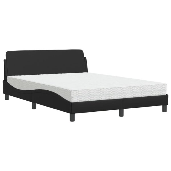 vidaXL Lit avec matelas Dover noir 140x200 cm similicuir