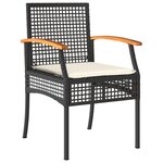 vidaXL Ensemble de salle à manger de jardin 3 pièces avec coussins Noir Poly Rattan