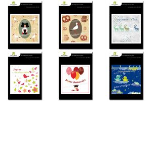 Lot de 6 cartes - voeux 2 - dessins marion muller