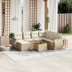 vidaXL Salon de jardin avec coussins 8 Pièces beige résine tressée