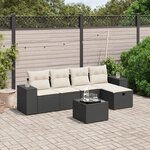 vidaXL Salon de jardin 6 Pièces avec coussins noir résine tressée