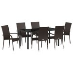 vidaXL Ensemble de repas de jardin 7 pièces Marron en Rotin Poly