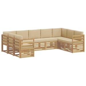 vidaXL Ensemble de canapés d'extérieur 9 pc Blanc et Beige Polyester