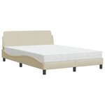 vidaXL Lit avec matelas Dover crème 120x200 cm tissu