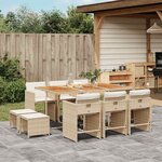 vidaXL Ensemble à manger de jardin et coussins 11 Pièces beige poly rotin