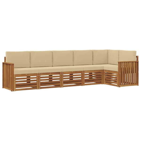 vidaXL Ensemble de canapé d'angle avec coussin 6 Pièces Naturel et Beige