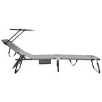 vidaXL Chaise longue pliante avec coussin Gris 56 x 190 x 81cm tissu