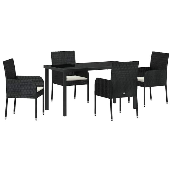 vidaXL Ensemble de salle à manger pour jardin 5 Pièces Noir Poly rotin