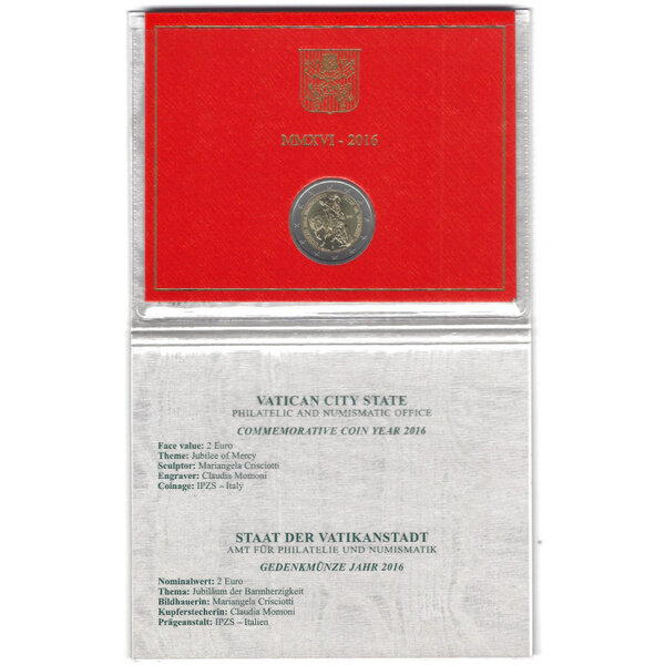 2 euros commémorative Vatican 2016 - Jubilé de la Miséricorde en coffret BU.