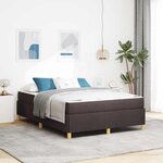 vidaXL Lit à ressorts Marron foncé et Blanc 140 x 190 cm tissu
