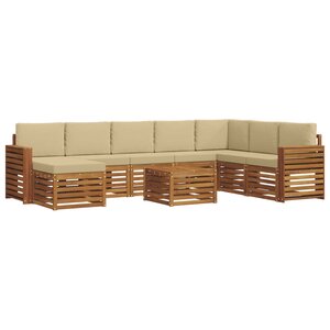 vidaXL Ensemble de canapés d'extérieur 9 pc Naturel et Beige