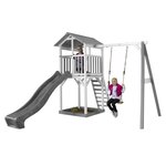 AXI Structure de jeu Beach Tower Blanc Gris avec 1 balancoire et toboggan Gris
