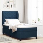vidaXL Lit Box Spring avec Matelas Bleu 90x200 cm en Tissu