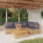 vidaXL Salon de jardin 5 Pièces avec coussins Bois de teck solide