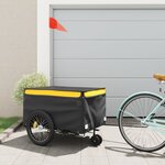 vidaXL Remorque de vélo noir et jaune 45 kg fer