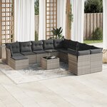 vidaXL Salon de jardin avec coussins 12 Pièces gris clair résine tressée