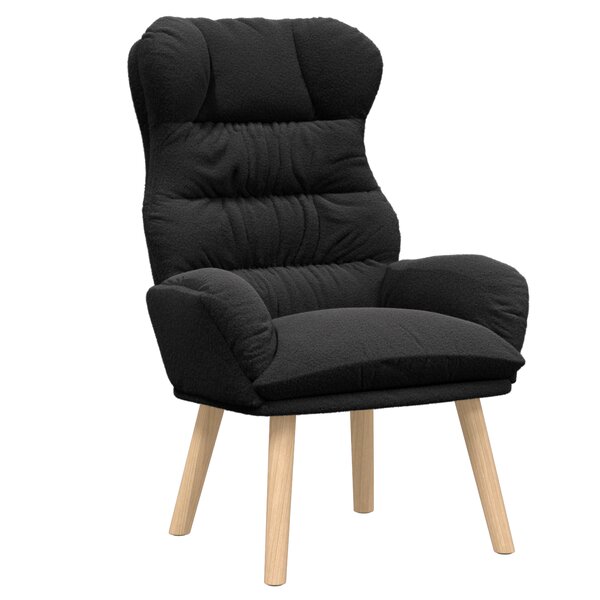 Chaise relaxante vidaXL en tissu noir ressemblant à de la laine