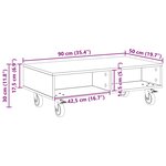 vidaXL Table d'appoint avec roues Chêne noir 90 x 50 x 30 cm