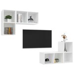 vidaXL Meubles TV muraux 4 Pièces Blanc Bois d'ingénierie