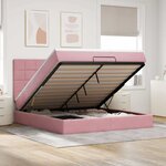 vidaXL Cadre de lit ottoman avec matelas rose 180x200 cm velours