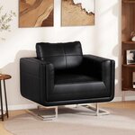 vidaXL Fauteuil cube avec pieds chromés Noir Similicuir