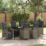 vidaXL Ensemble de salle à manger pour jardin 7 Pièces Gris polyrotin