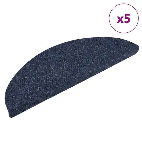 vidaXL Tapis autoadhésifs de marches 5 Pièces Bleu 56x17x3 cm Aiguilleté